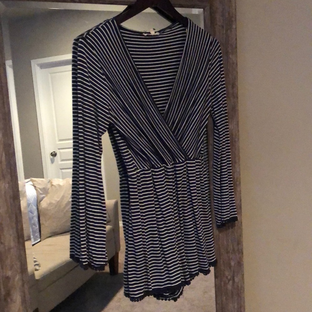 Navy Blue Stripped Romper